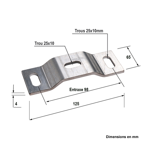 Platine emboutie trou 10mm en acier support de pivot crapaudine