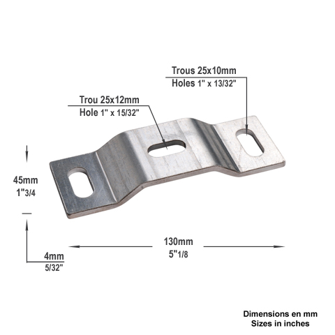 Platine emboutie trou 12mm en acier support de pivot crapaudine
