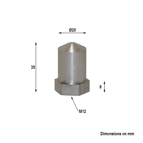 Axe pour crapadine ALUMINIUM 20mm M12 av 6 pans H8mm FN35590 Pivot - Crapaudine Crapaudine FN35590