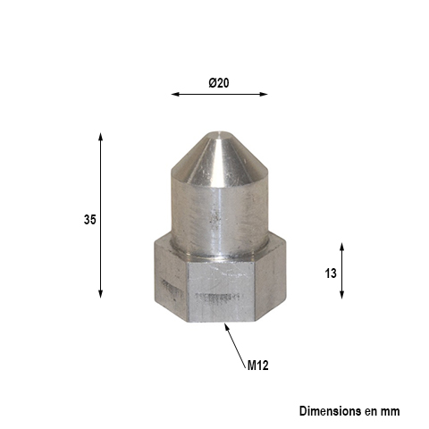 Axe pour crapadine ALUMINIUM 20mm M12 av 6 pans H13mm FN35591 Pivot - Crapaudine Crapaudine FN35591
