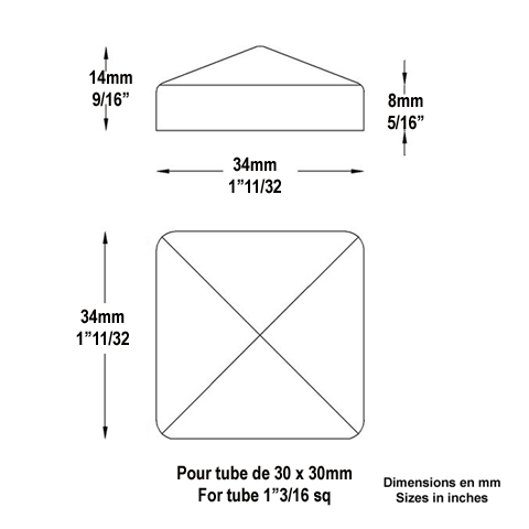Couvre pilastre acier 30x30mm couvre poteau  souder