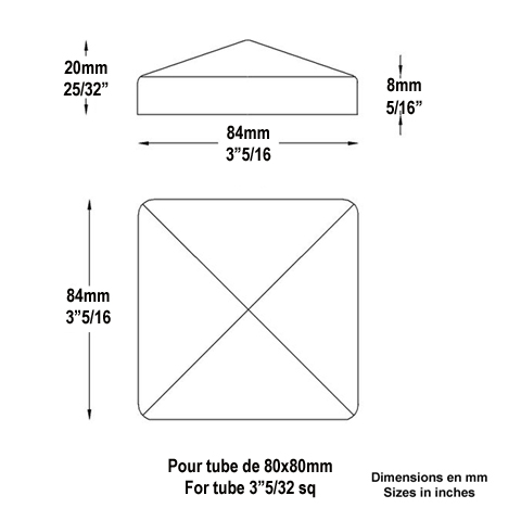 Couvre pilastre acier 80x80mm couvre poteau  souder