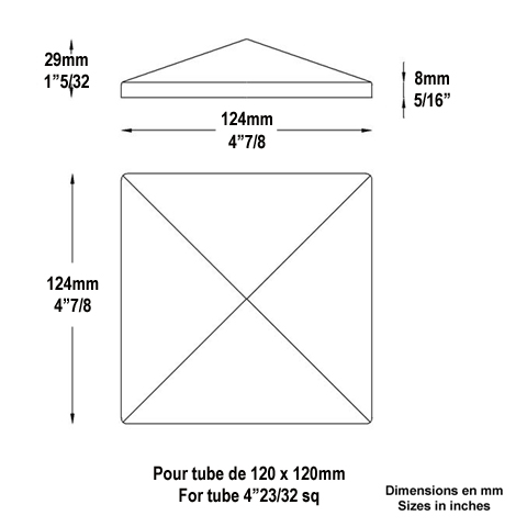 Couvre pilastre acier 120x120mm couvre poteau  souder