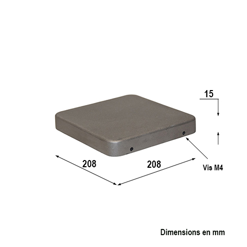 Couvre pilastre avec vis 200x200mm aluminium chapeau couvre poteau FN35842 Couvre pilastre aluminium FN35842