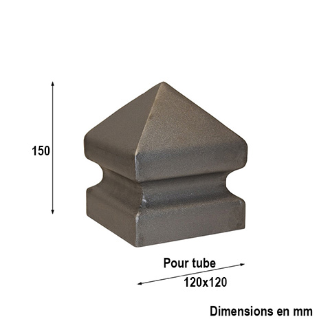 Couvre pilastre acier 120x120mm pointe diamant  souder FN35852 Couvre pilastre acier FN35852