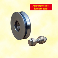 Roulette acier INOX 100mm  gorge en V pour portails coulissants