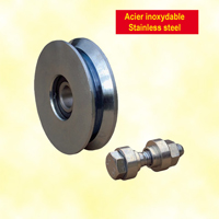 Roulette acier INOX 120mm  gorge en V pour portails coulissants