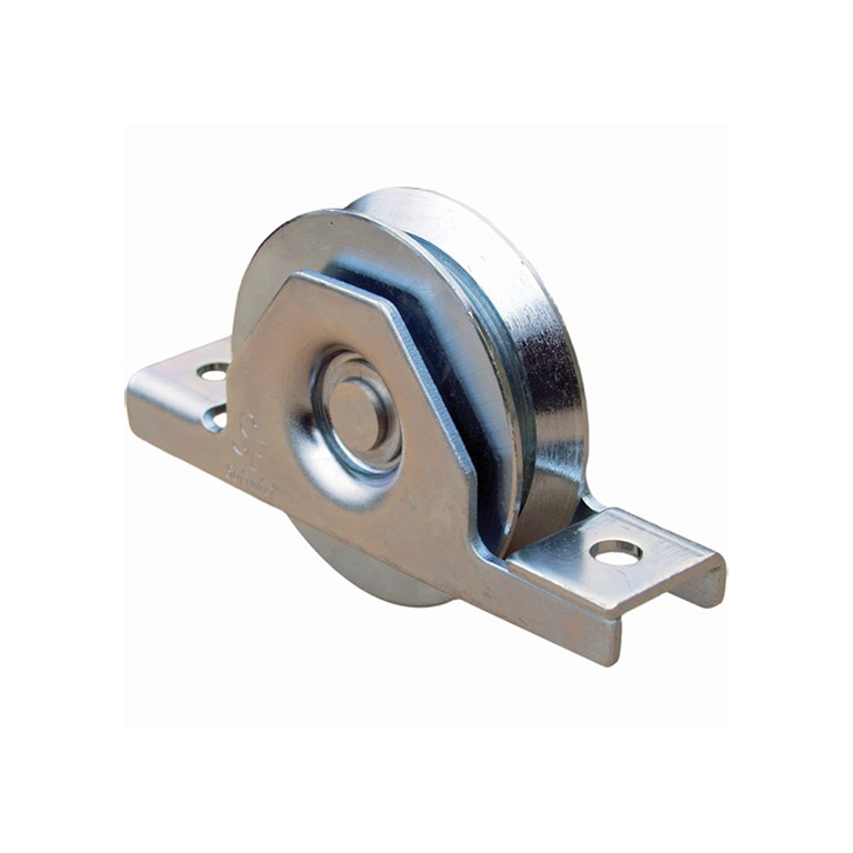 Roulette  encastrer INOX 120mm gorge V pour tube 100x40mm