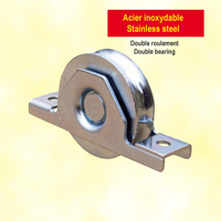 Roulette INOX  encastrer 120mm gorge en U avec double roulement