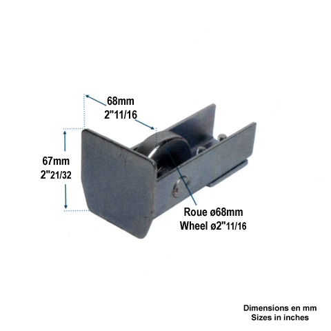 Guide de fin d'ouverture pour rail de 68mm de portail autoportant