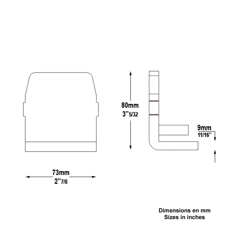 Bouchon guide pour rail 72x72mm de fin d'ouverture pour portail autoportant