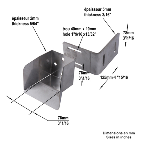 Avaloir Butoir INOX pour rail de 68x68mm pour portails auto-portants