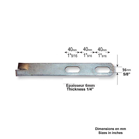 Bras support 270mm x 35mm pour galets de guidage acier galvanis
