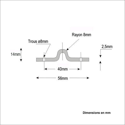 Rail  visser en forme de U 16mm longueur 3m pour portails coulissants