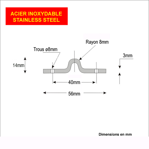 Rail  visser en forme de U INOX 16mm longueur 3m pour portails coulissants