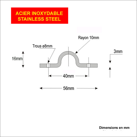 Rail  visser en forme de U INOX 20mm longueur 3m pour portails coulissants