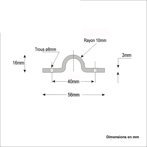 Rail  visser en forme de U 20mm longueur 3m grande largeur pour portails