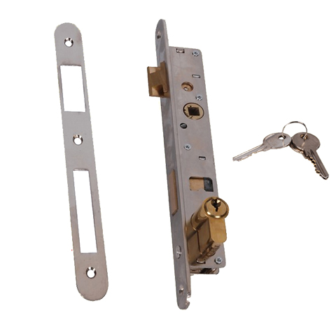 Serrure  larder pour tube 30x30mm avec cylindre carr de 7mm