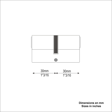 Cylindre europen 30+30mm petit paneton en acier zingu avec 3 clefs