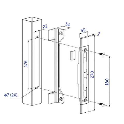 Gache acier inox rversible SFKU pour tube carr 40  50mm FN37131 Accessoires Locinox Gche FN37131