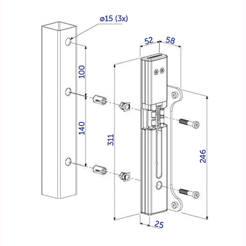 Gache lectrique Locinox  mission tube de 40  60mm FN37136 Accessoires Locinox Gche FN37136
