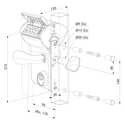 Serrure  code mcanique LLKZ mcanisme INOX pour portails coulissants FN37181 Serrures Locinox  code mcanique FN37181