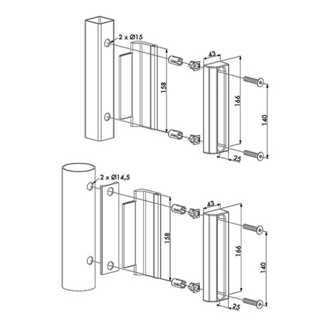Gche acier INOX LOCINOX pour portails  battants