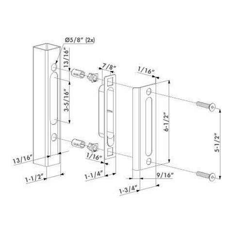 Gache pour serrure inox de tube 40x40mm pour portail ouvrant FN3727 Accessoires Locinox Gche FN3727
