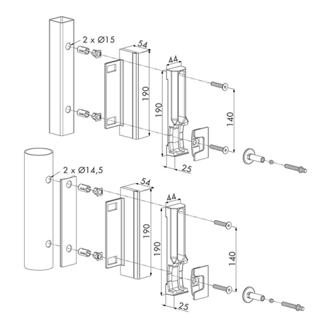 Gache inox de scurit LOCINOX pour portails FN3729 Accessoires Locinox Gche FN3729