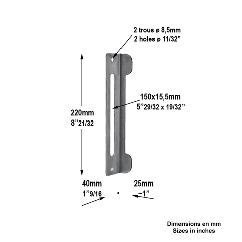 Gche acier pour portillon ou portail rversible gauche ou droite