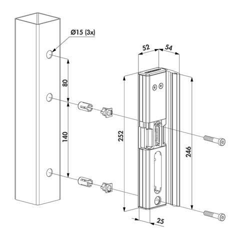 Gche lectrique  rupture Modulec pour portail ou portillon FN37382 Gche Gche lectrique FN37382