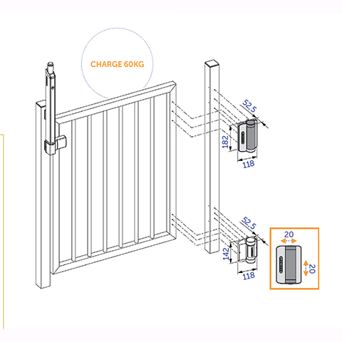 Charnires fer-porte  ressort LOCINOX Serval 180 FN3742 Ferme porte LOCINOX FN3742