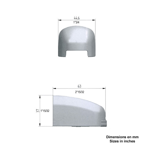 Cache pour modulo gond couleur noir RAL9005 en plastique