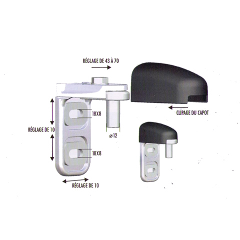 Modulo gond en acier inox sans cache avec 2 points de fixation