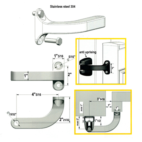 Modulo gond 180 cache blanc anti soulvement FN37610 Gond modulo Ouverture  180 FN37610