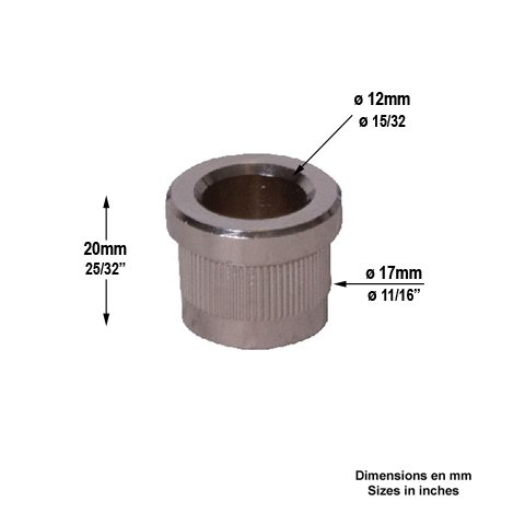 Bague molete laiton nickel 12mm pour crapaudine ou pivot FN35567 ou FN35565