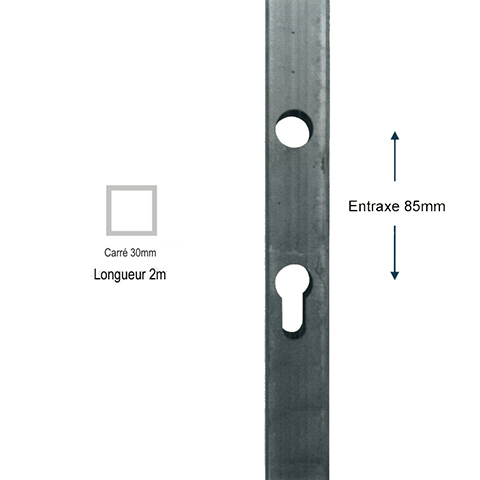 Tube acier usin 30x30mm pour serrures