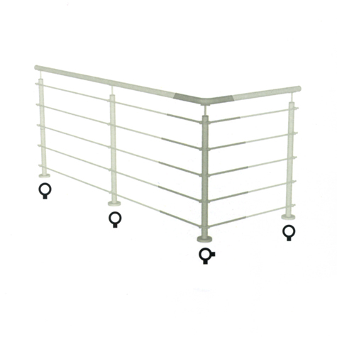 Poteau 42,4mm d'angle taraud montage cble ou rond plein INOX316 IN2122 Poteaux garde-corps ou escaliers Poteaux ronds acier inox 316 IN2122