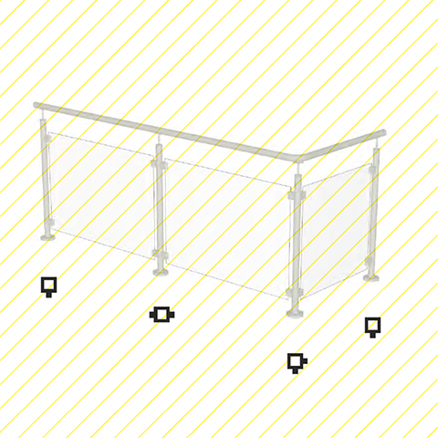 Poteau 40x40mm intermdiaire taraud montage verre INOX316 IN21251 Poteaux garde-corps ou escaliers Poteaux carrs acier inox 316 IN21251