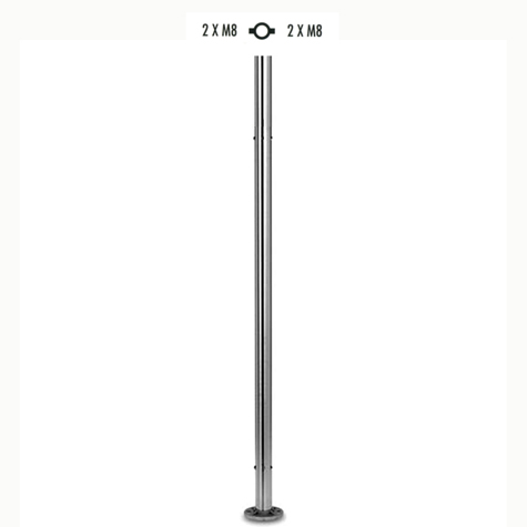 Poteau 42,4mm intermdiaire taraud montage verre INOX316 IN2124 Poteaux garde-corps ou escaliers Poteaux ronds acier inox 316 IN2124