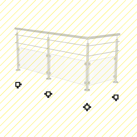 Poteau 40x40mm dpart gauche taraud montage cble et verre INOX316 IN21261 Poteaux garde-corps ou escaliers Poteaux carrs acier inox 316 IN21261