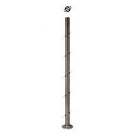 Poteau 42,4mm intermdiaire perc cble traversant 6mm INOX316