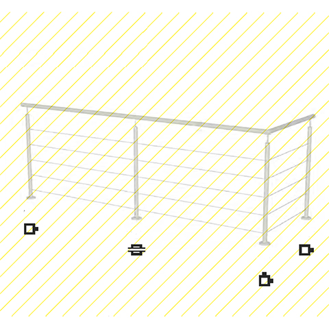 Poteau 40x40mm intermdiaire perc cble traversant 6mm INOX316 IN21321 Poteaux garde-corps ou escaliers Poteaux carrs acier inox 316 IN21321