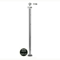 Poteau 42,4mm dpart gauche taraud montage cble et verre INOX316