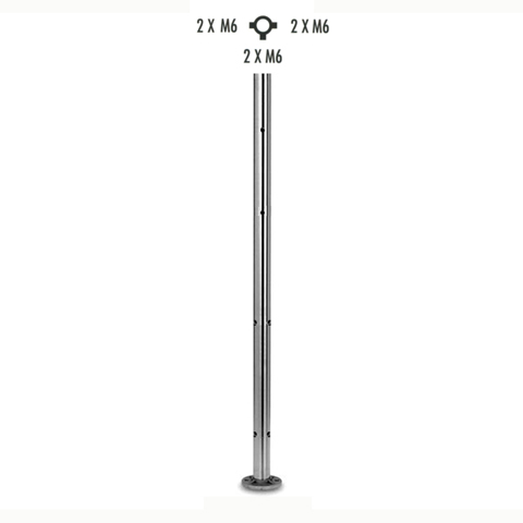 Poteau 42,4mm intermdiaire taraud montage cble et verre INOX316 IN2135 Poteaux garde-corps ou escaliers Poteaux ronds acier inox 316 IN2135