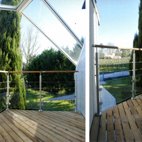 Poteau 42,4mm d'angle taraud montage cble et verre INOX316 IN2136 Poteaux garde-corps ou escaliers Poteaux ronds acier inox 316 IN2136