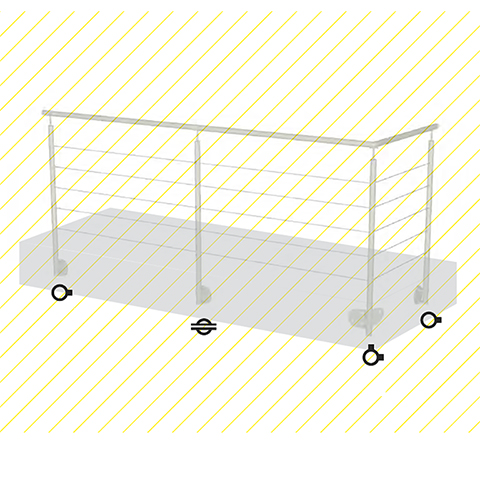Poteau 42,4mm intermdiaire  l'anglaise perc pour cble traversant INOX316 IN2139 Poteaux garde-corps ou escaliers Poteaux ronds acier inox 316 IN2139