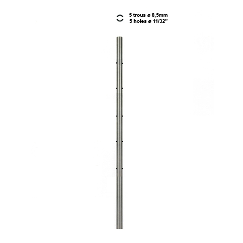 Poteau 42,4mm intermdiaire  l'anglaise perc pour cble traversant INOX316 IN2139 Poteaux garde-corps ou escaliers Poteaux ronds acier inox 316 IN2139