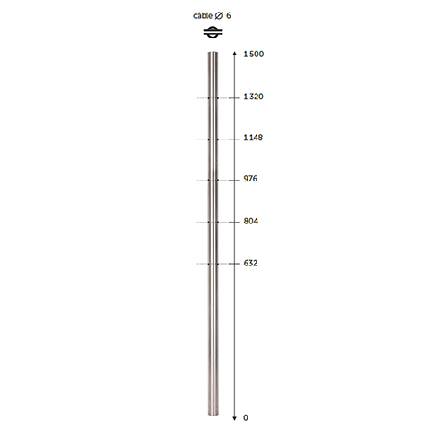 Poteau 40x40mm intermdiaire montage  l'anglaise pour cble INOX316 6mm IN21381 Poteaux garde-corps ou escaliers Poteaux carrs acier inox 316 IN21391