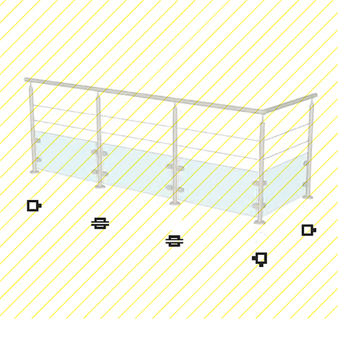 Poteau 40x40mm carr intermdiaire taraud montage verre INOX316 IN2124 Poteaux garde-corps ou escaliers Poteaux carrs acier inox 316 IN21241